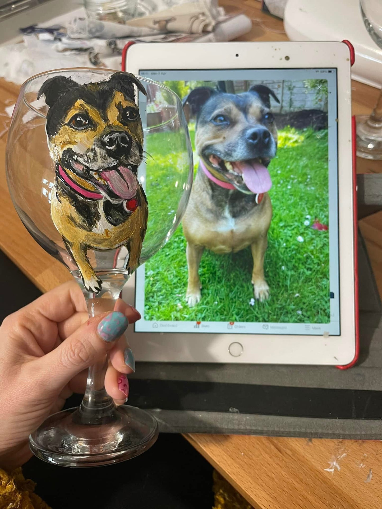 Pet portrait wine glass
