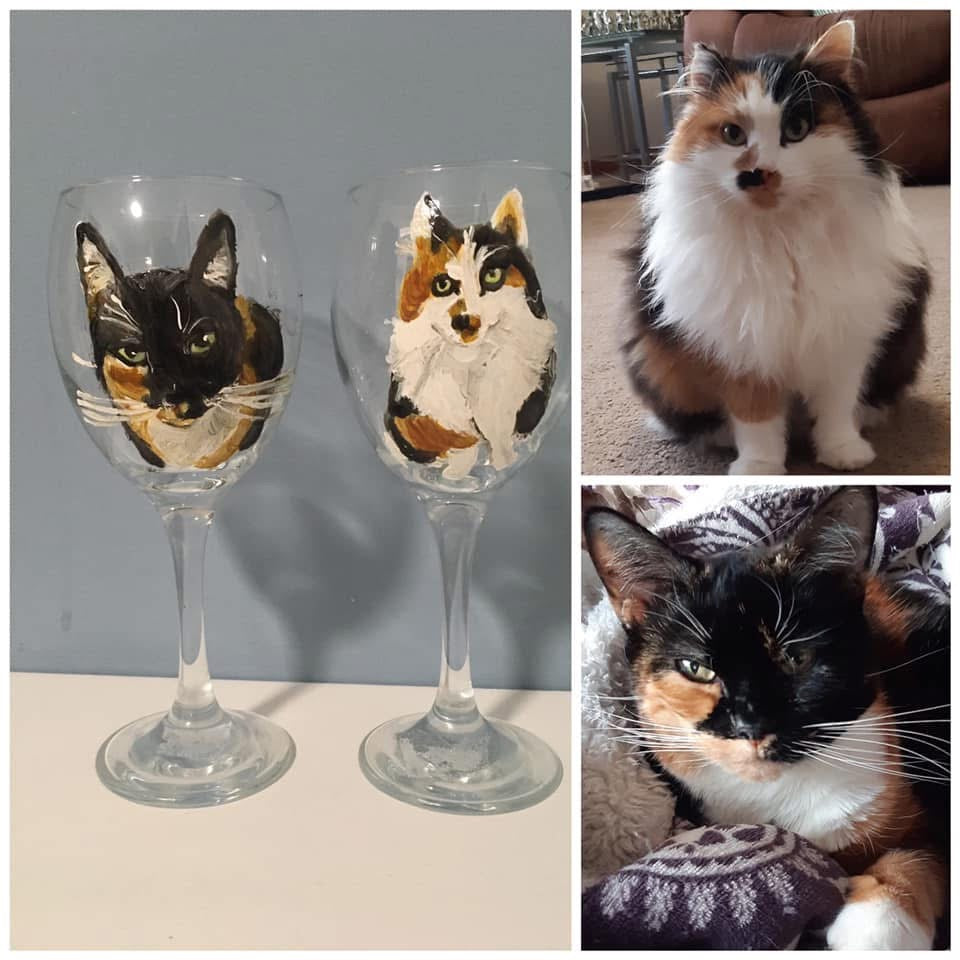 Pet portrait wine glass